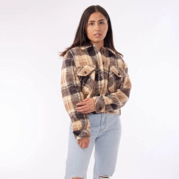 RD Zoe Plaid Boucle Short Shacket- Size Large - Picture 2 of 14